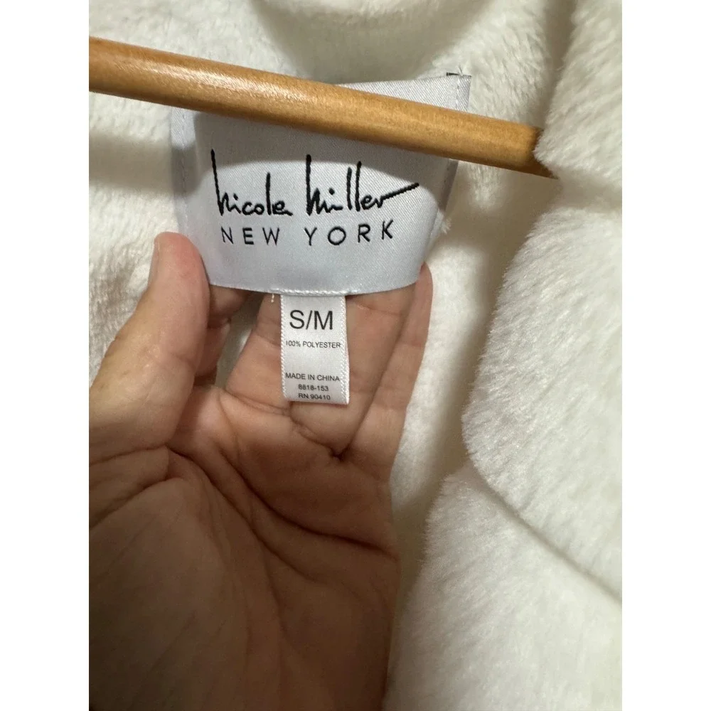 Nicole Miller New York Plush White Spa Robe Womens S/M Belted cozy Lounge